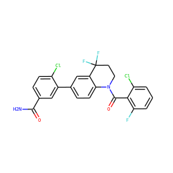NC(=O)c1ccc(Cl)c(-c2ccc3c(c2)C(F)(F)CCN3C(=O)c2c(F)cccc2Cl)c1 ZINC000141970658