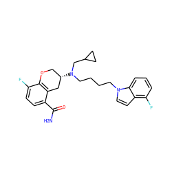 NC(=O)c1ccc(F)c2c1C[C@@H](N(CCCCn1ccc3c(F)cccc31)CC1CC1)CO2 ZINC000040943614