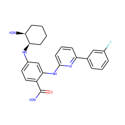 NC(=O)c1ccc(N[C@@H]2CCCC[C@@H]2N)cc1Nc1cccc(-c2cccc(F)c2)n1 ZINC000169341672