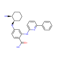 NC(=O)c1ccc(N[C@@H]2CCCC[C@@H]2N)cc1Nc1cccc(-c2ccccc2)n1 ZINC000169341671