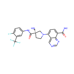 NC(=O)c1ccc(N2CC[C@@](N)(C(=O)Nc3ccc(F)c(C(F)(F)F)c3)C2)c2cncnc12 ZINC000144634608