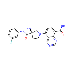 NC(=O)c1ccc(N2CC[C@](N)(C(=O)Nc3cccc(F)c3)C2)c2cncnc12 ZINC000143700857