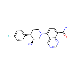 NC(=O)c1ccc(N2CC[C@H](c3ccc(F)cc3)[C@H](N)C2)c2cncnc12 ZINC000144905056