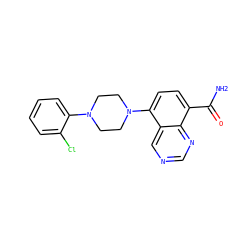 NC(=O)c1ccc(N2CCN(c3ccccc3Cl)CC2)c2cncnc12 ZINC000143725744