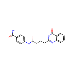 NC(=O)c1ccc(NC(=O)CCCc2nc3ccccc3c(=O)[nH]2)cc1 ZINC000007725310
