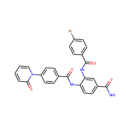 NC(=O)c1ccc(NC(=O)c2ccc(-n3ccccc3=O)cc2)c(NC(=O)c2ccc(Br)cc2)c1 ZINC000473115507