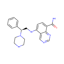 NC(=O)c1ccc(NC[C@H](c2ccccc2)N2CCNCC2)c2cncnc12 ZINC000143833378