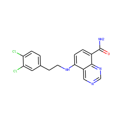 NC(=O)c1ccc(NCCc2ccc(Cl)c(Cl)c2)c2cncnc12 ZINC000143879019