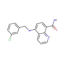 NC(=O)c1ccc(NCc2cccc(Cl)c2)c2cccnc12 ZINC000143867138