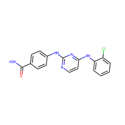 NC(=O)c1ccc(Nc2nccc(Nc3ccccc3Cl)n2)cc1 ZINC000087613227