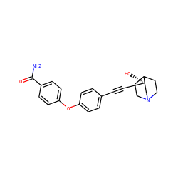 NC(=O)c1ccc(Oc2ccc(C#C[C@]3(O)CN4CCC3CC4)cc2)cc1 ZINC000073223939