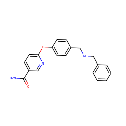 NC(=O)c1ccc(Oc2ccc(CNCc3ccccc3)cc2)nc1 ZINC000028826399