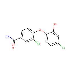 NC(=O)c1ccc(Oc2ccc(Cl)cc2O)c(Cl)c1 ZINC000028529079