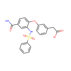 NC(=O)c1ccc(Oc2cccc(CC(=O)O)c2)c(NS(=O)(=O)c2ccccc2)c1 ZINC000045259768