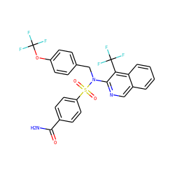 NC(=O)c1ccc(S(=O)(=O)N(Cc2ccc(OC(F)(F)F)cc2)c2ncc3ccccc3c2C(F)(F)F)cc1 ZINC000261089436