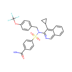 NC(=O)c1ccc(S(=O)(=O)N(Cc2ccc(OC(F)(F)F)cc2)c2ncc3ccccc3c2C2CC2)cc1 ZINC000261182773