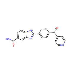 NC(=O)c1ccc2[nH]c(-c3ccc([C@H](O)c4ccncc4)cc3)nc2c1 ZINC000034577862