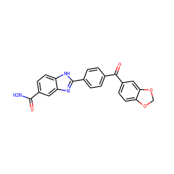 NC(=O)c1ccc2[nH]c(-c3ccc(C(=O)c4ccc5c(c4)OCO5)cc3)nc2c1 ZINC000116012946