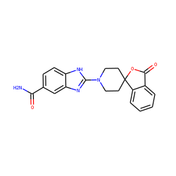NC(=O)c1ccc2[nH]c(N3CCC4(CC3)OC(=O)c3ccccc34)nc2c1 ZINC000040425110