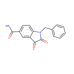 NC(=O)c1ccc2c(c1)C(=O)C(=O)N2Cc1ccccc1 ZINC000003590597