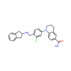 NC(=O)c1ccc2c(c1)CCCN2c1ccc(CNC2Cc3ccccc3C2)c(Cl)c1 ZINC000066251881