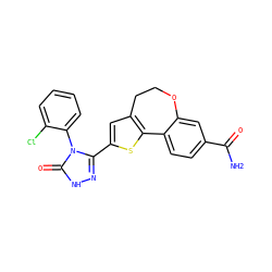 NC(=O)c1ccc2c(c1)OCCc1cc(-c3n[nH]c(=O)n3-c3ccccc3Cl)sc1-2 ZINC000095583103