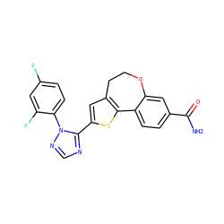 NC(=O)c1ccc2c(c1)OCCc1cc(-c3ncnn3-c3ccc(F)cc3F)sc1-2 ZINC000095584176