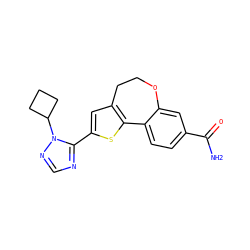 NC(=O)c1ccc2c(c1)OCCc1cc(-c3ncnn3C3CCC3)sc1-2 ZINC000095581853