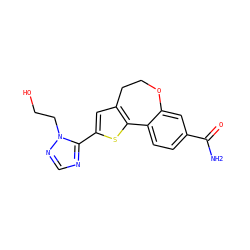 NC(=O)c1ccc2c(c1)OCCc1cc(-c3ncnn3CCO)sc1-2 ZINC000095581631