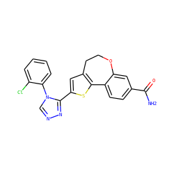 NC(=O)c1ccc2c(c1)OCCc1cc(-c3nncn3-c3ccccc3Cl)sc1-2 ZINC000095581751