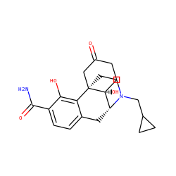 NC(=O)c1ccc2c(c1O)[C@]13CCN(CC4CC4)[C@H](C2)[C@]1(O)CCC(=O)C3 ZINC000028478244