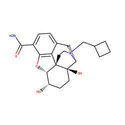 NC(=O)c1ccc2c3c1O[C@H]1[C@@H](O)CC[C@@]4(O)[C@@H](C2)N(CC2CCC2)CC[C@]314 ZINC000040407381