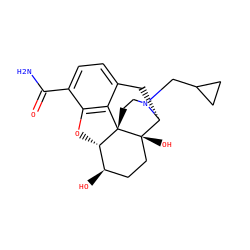 NC(=O)c1ccc2c3c1O[C@H]1[C@H](O)CC[C@@]4(O)[C@@H](C2)N(CC2CC2)CC[C@]314 ZINC000040828144