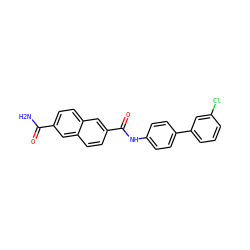 NC(=O)c1ccc2cc(C(=O)Nc3ccc(-c4cccc(Cl)c4)cc3)ccc2c1 ZINC000073197371