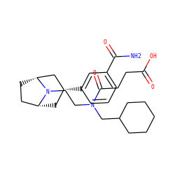 NC(=O)c1cccc([C@@H]2C[C@@H]3CC[C@H](C2)N3CCN(CC2CCCCC2)C(=O)CCC(=O)O)c1 ZINC000117294312