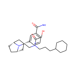 NC(=O)c1cccc([C@@H]2C[C@@H]3CC[C@H](C2)N3CCN(CCCC2CCCCC2)C(=O)CO)c1 ZINC000117297162