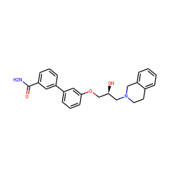 NC(=O)c1cccc(-c2cccc(OC[C@@H](O)CN3CCc4ccccc4C3)c2)c1 ZINC000219765390