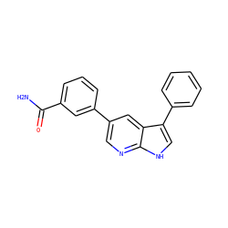NC(=O)c1cccc(-c2cnc3[nH]cc(-c4ccccc4)c3c2)c1 ZINC000063298117