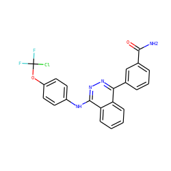 NC(=O)c1cccc(-c2nnc(Nc3ccc(OC(F)(F)Cl)cc3)c3ccccc23)c1 ZINC000028524939