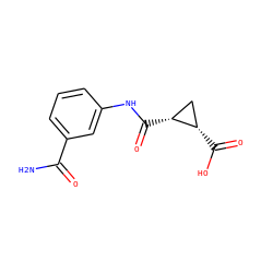 NC(=O)c1cccc(NC(=O)[C@@H]2C[C@@H]2C(=O)O)c1 ZINC000037518031