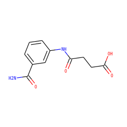 NC(=O)c1cccc(NC(=O)CCC(=O)O)c1 ZINC000000125372