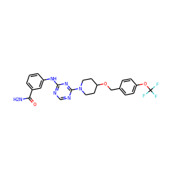 NC(=O)c1cccc(Nc2ncnc(N3CCC(OCc4ccc(OC(F)(F)F)cc4)CC3)n2)c1 ZINC001772639335