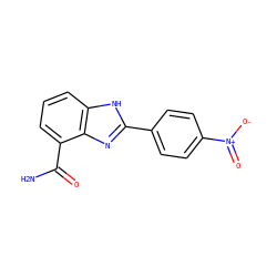 NC(=O)c1cccc2[nH]c(-c3ccc([N+](=O)[O-])cc3)nc12 ZINC000013834537