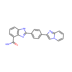 NC(=O)c1cccc2[nH]c(-c3ccc(-c4cn5ccccc5n4)cc3)nc12 ZINC000045291556