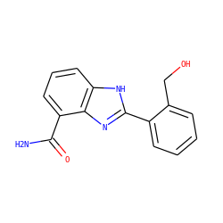 NC(=O)c1cccc2[nH]c(-c3ccccc3CO)nc12 ZINC000013834555