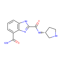 NC(=O)c1cccc2[nH]c(C(=O)N[C@@H]3CCNC3)nc12 ZINC001772573953