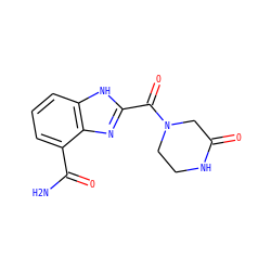 NC(=O)c1cccc2[nH]c(C(=O)N3CCNC(=O)C3)nc12 ZINC001772617246