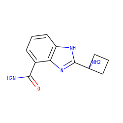NC(=O)c1cccc2[nH]c(C3(N)CCC3)nc12 ZINC000040380341