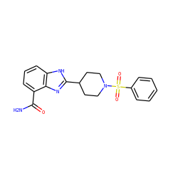 NC(=O)c1cccc2[nH]c(C3CCN(S(=O)(=O)c4ccccc4)CC3)nc12 ZINC000040862452