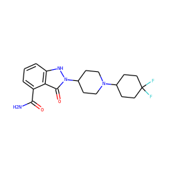 NC(=O)c1cccc2[nH]n(C3CCN(C4CCC(F)(F)CC4)CC3)c(=O)c12 ZINC000146876092